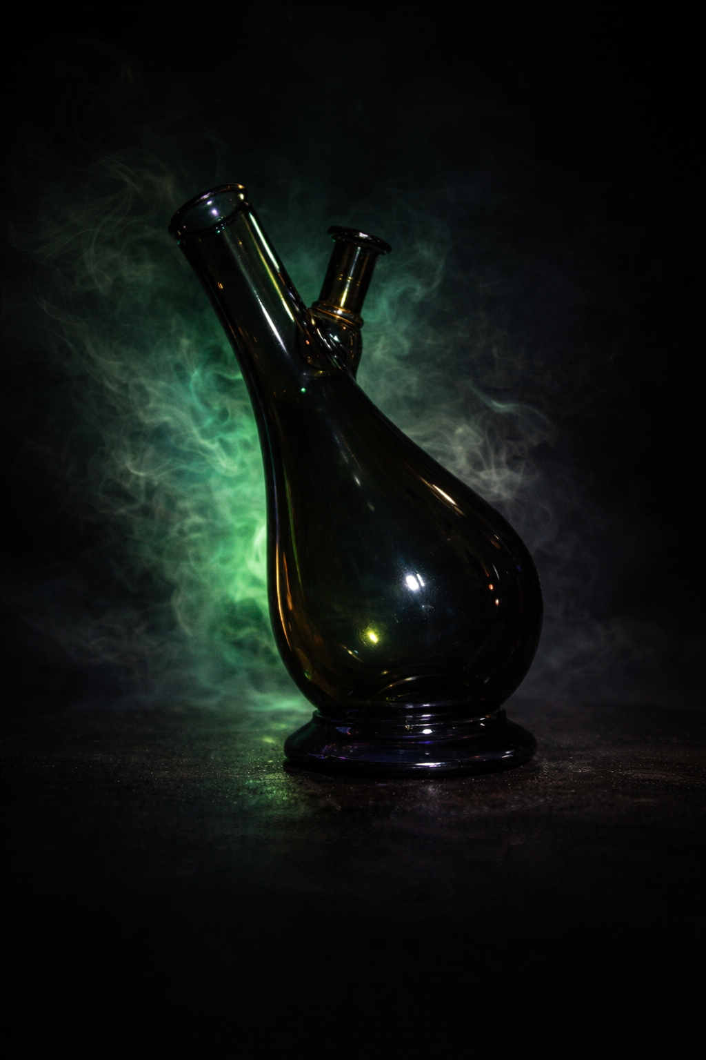 Peça artesanal OG Classic com fundo escuro e fumaça verde.